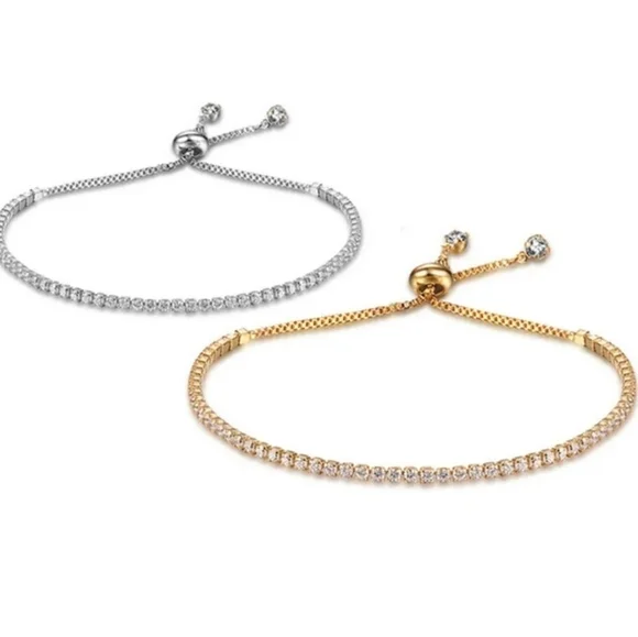 Sterling Silver Tennis Adjustable Bracelet - Picture 3 of 4